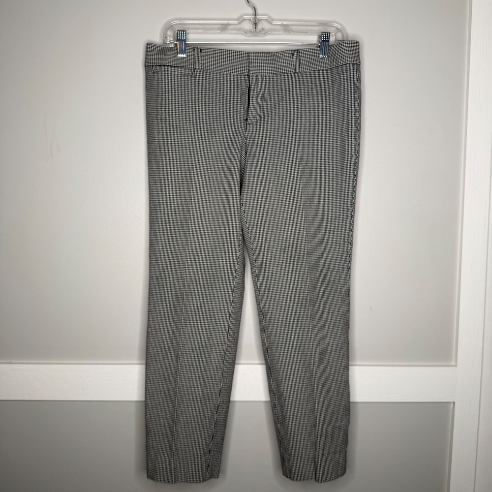 Banana Republic Sloan Fit Pants Womens 10 Black White Houndstooth Stretch Ankle